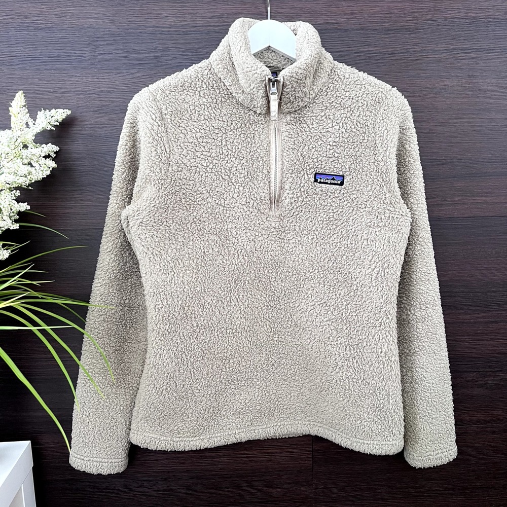 Patagonia Los Gatos Sherpa 1/4 Zip Tan Fleece Sweater size Womens Medium